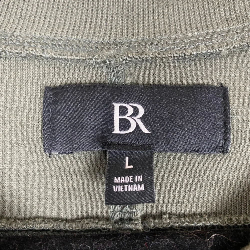 Banana Republic Rib Double Knit Henley Sweatshirt Mens Large Nori Green